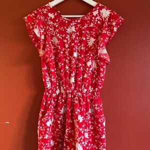 Red Floral Printed romper